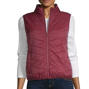 Arizona Jean Company Women's Quilted Vest - Burgundy